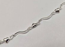Load image into Gallery viewer, 925 Sterling Silver Wavy Link Anklet with Hearts 6mm, Fits 9" to 10" Ankles
