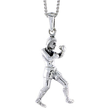 Load image into Gallery viewer, 925 Sterling Silver Boxer Pendant Antique Finished 1 (25mm) Inch Tall
