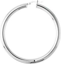 Load image into Gallery viewer, Sterling Silver 4mm Thick Tube Hoop Earrings Plain Polished 3/4-2 3/8 inch Round
