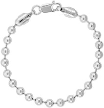 Load image into Gallery viewer, 925 Sterling Silver Plain Pallini Bead Ball Chain Bracelet Necklace 5mm 7" - 30"
