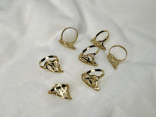 Load image into Gallery viewer, 10k Solid Yellow Gold Slanted Heart Cursive Initial Letter Alphabet Ring
