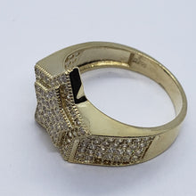 Load image into Gallery viewer, 14K Yellow Gold Double Star Shaped Ring 20.5mm Band Iced Size 9-11 Hip Hop Style

