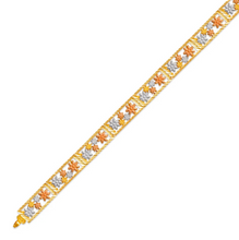 Load image into Gallery viewer, 14K Tri Color Gold Faceted Diamond Cut Bracelet 7mm 7" Chain Brazalete Tricolor

