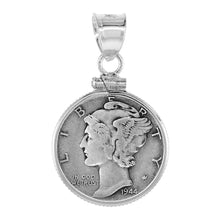 Load image into Gallery viewer, 925 Sterling Silver 10 Cent Dime Coin Bezel Frame 18mm Screw Top Coin Edge
