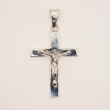 Load image into Gallery viewer, Sterling Silver Plain Simple Flat Cross Pendant Christian Jesus Crucifix 49mm
