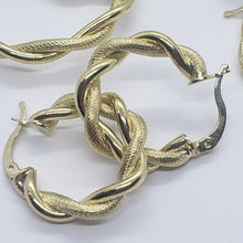 Load image into Gallery viewer, Authentic 10K Yellow Gold Round Twisted Hoop Door Knocker Earrings Women 3 Sizes
