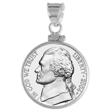 Load image into Gallery viewer, 925 Sterling Silver 5 Cent Nickel Coin Bezel Frame 21mm Screw Top Coin Edge
