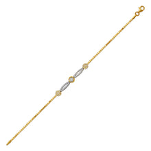 Load image into Gallery viewer, 14K Two Tone Gold 6mm Center, 1mm Ladies Bracelet High Polished Fancy Chain
