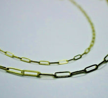 Load image into Gallery viewer, 2.2mm 3mm 14K Real Yellow Gold Paperclip Chain Necklace Bracelet 7" 8" 16"~30"

