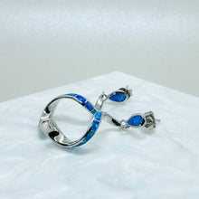 Load image into Gallery viewer, Sterling Silver Synthetic Opal Stud Dangling Earrings

