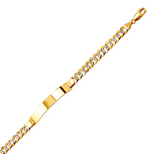 Load image into Gallery viewer, 14K White Pave Gold Curb Light ID Bracelet 8mm/7mm  Wide 8" Engraving Available
