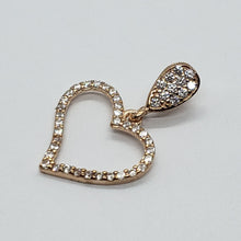 Load image into Gallery viewer, 14K Yellow White Rose Gold Fancy Heart CZ Pendant Charm High Polished 16x13mm
