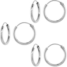 Load image into Gallery viewer, 2mm Thick Sterling Silver 18mm Endless Hoop Earrings 3/4 inch Round Ageless
