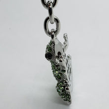 Load image into Gallery viewer, Jeweled Frog Key Chain Crystal Key Ring Green Peridot Colored 3 1/2 inches long
