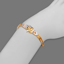 Load image into Gallery viewer, 14K Tricolor Gold Fancy Dolphin D/C Bracelet 3mm Wide, 12mm Center H Clasp

