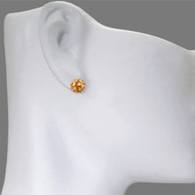Load image into Gallery viewer, 14K Real Two Tone Gold Small Diamond Cut Flower Stud Earrings 8mm
