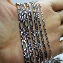Load image into Gallery viewer, 14k Solid White Gold Figaro Chain Necklace 2.2mm - 6.2mm 16" - 30"
