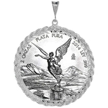 Load image into Gallery viewer, 925 Sterling Silver Rope Edge Prong Back Bezel for 47mm 2 oz Pancho Villa Coin
