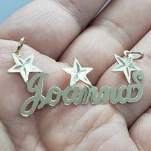 Load image into Gallery viewer, 14K Solid Yellow Gold Handmade Personalized Custom Name Pendant Charm with Stars
