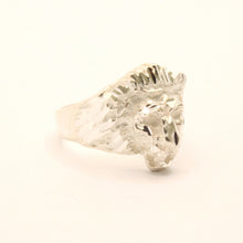 Load image into Gallery viewer, 925 Sterling Silver Diamond Cut Finish Lion Head Ring 3/4 Inch Wide, Sizes 8-13
