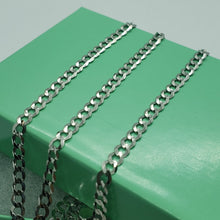 Load image into Gallery viewer, 14K White Gold Solid Cuban Curb Link Chain Necklace Bracelet 4mm  7"~30"
