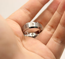 Load image into Gallery viewer, Tungsten Carbide Round Diamond Satin Finish Beveled Edge Wedding Band Ring 8mm
