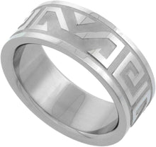 Load image into Gallery viewer, Surgical Stainless Steel Aztec Wedding Band Ring with Etched Design 8mm 7-14
