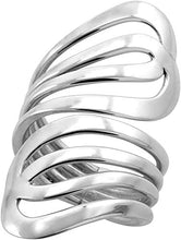 Load image into Gallery viewer, Sterling Silver Wire Wrap Ring Freeform Handmade 2 inch long Sizes 6-10
