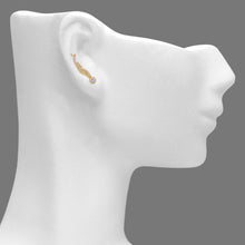 Load image into Gallery viewer, 14K Gold Ear Climbers, 5x26mm Curve Earrings, Dainty Sparkling Stones Crawler
