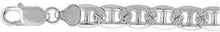 Load image into Gallery viewer, Sterling Silver D/C Flat Mariner Link Chain Necklace Bracelet Italy 8mm, 7"-30"
