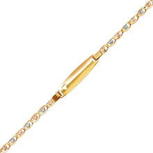 Load image into Gallery viewer, 14K Tri Color Gold Kids Love Heart ID Bracelet 6.7mm/3.5mm 6" Engraving Availabl
