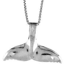Load image into Gallery viewer, 925 Sterling Silver Plain Whale Tail Pendant Diamond Cut 11/16 Inch (18mm) Tall

