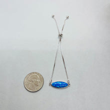 Load image into Gallery viewer, Sterling Silver Synthetic Opal Long Oval Bolo Bracelet for Women Sliding Clasp
