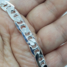 Load image into Gallery viewer, Sterling Solid Silver Italy Flat Mariner Link Chain Necklace Bracelet 9.2mm 8~30
