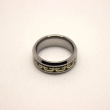 Load image into Gallery viewer, Tungsten Carbide Flat Yellow Chain Link Inlay Beveled Edge Wedding Band Ring 8mm
