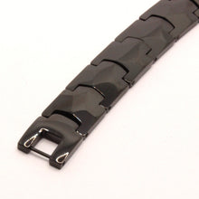 Load image into Gallery viewer, Tungsten Carbide Black Faceted Links Magnetic Therapy Bracelet, 1/2 Inch Wide
