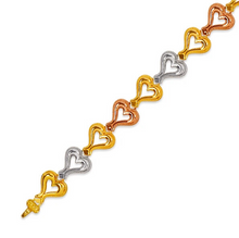 Load image into Gallery viewer, 14K TriColor Gold Faceted Diamond Cut Bracelet 7.5mm 7" Chain Brazalete tricolor
