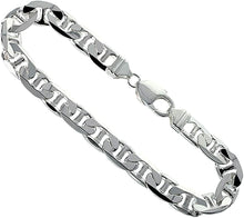 Load image into Gallery viewer, Sterling Solid Silver Italy Flat Mariner Link Chain Necklace Bracelet 9.2mm 8~30
