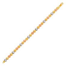 Load image into Gallery viewer, 14K Tri Color Gold Faceted Diamond Cut Bracelet 6 mm 7" Chain Brazalete tricolor

