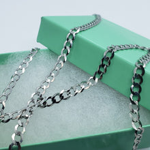 Load image into Gallery viewer, 14K White Gold Solid Cuban Curb Link Chain Necklace Bracelet 5mm 7"~30"

