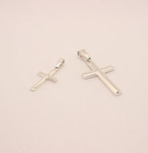 Load image into Gallery viewer, Sterling Silver Dainty Plain Cross Pendant Tubular Flawless High Polished Finish
