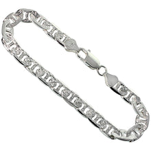 Load image into Gallery viewer, 925 Sterling Silver Flat Mariner Link Chain Diamond Cut Necklace 8mm 7" to 30"
