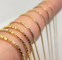 Load image into Gallery viewer, Authentic 14K Solid Yellow Gold Box Chain Necklace 1mm-2.5mm All Size 16"-30"
