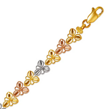 Load image into Gallery viewer, 14K Tri Color Gold Faceted Diamond Cut Bracelet 7 mm 7" Chain Brazalete tricolor
