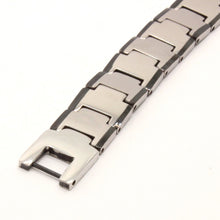 Load image into Gallery viewer, Tungsten Carbide Black Edge Bar Links Magnetic Therapy Bracelet 1/2 Inch Wide
