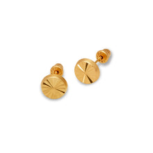 Load image into Gallery viewer, 14K Yellow Gold Diamond Cut Round Stud Earrings 5mm Wide 2grams Screw Backing
