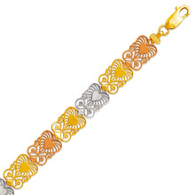 Load image into Gallery viewer, 14K Tri Color Gold Faceted Diamond Cut Bracelet 9 mm 7" Chain Brazalete tricolor
