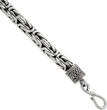 Load image into Gallery viewer, 10mm Sterling Silver Round BYZANTINE Chain Necklace Bracelet Antiqued Finish
