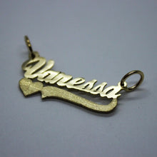 Load image into Gallery viewer, 14K Solid Yellow Gold Personalized Custom Name Pendant Charm with heart
