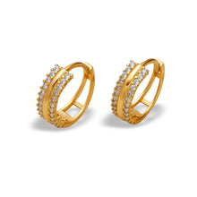Load image into Gallery viewer, 14K Gold Hoop Earrings Sparkling Accents Elegant Huggie Hoop for Women 4.5x14mm
